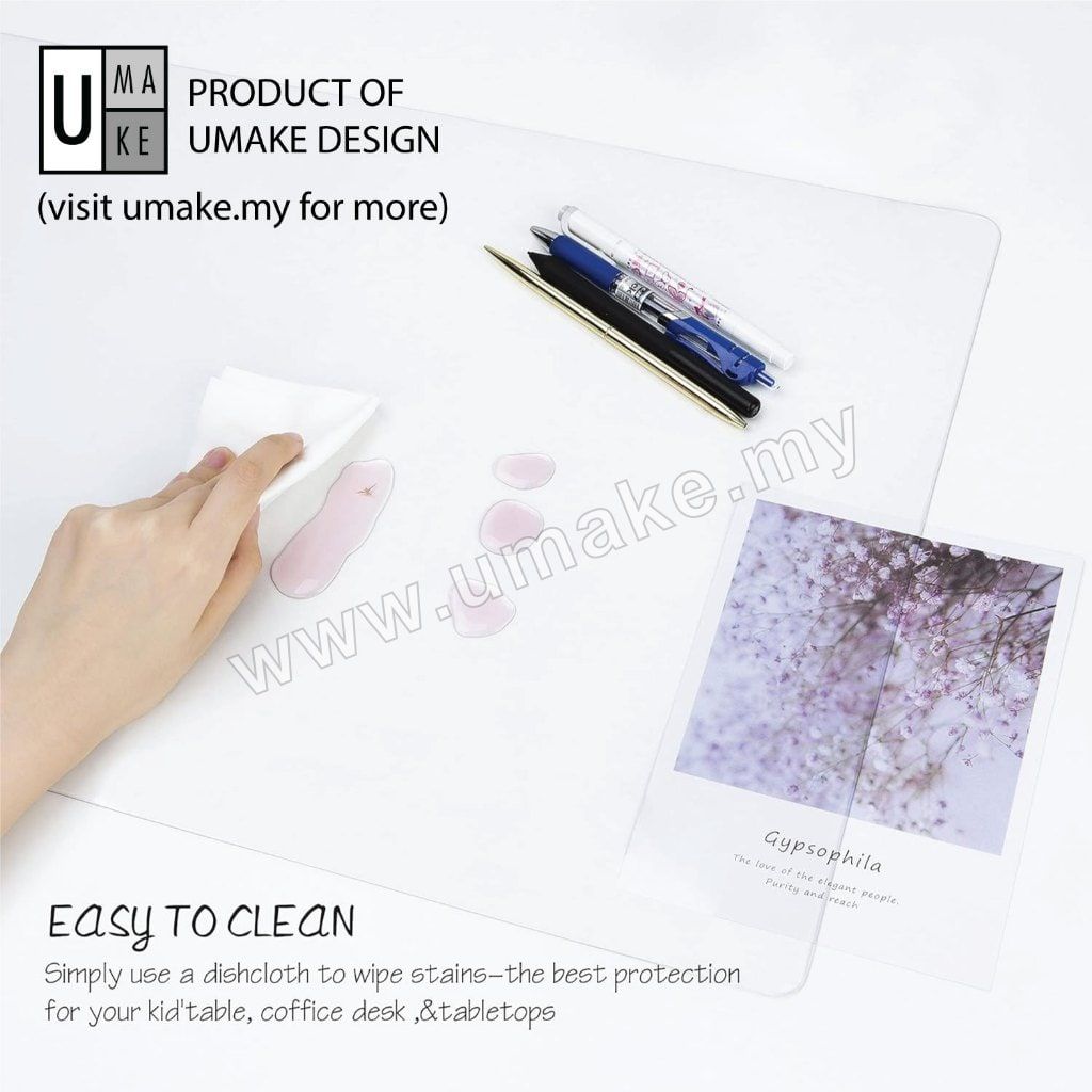 Transparent PVC Desk Mat | Large Mouse Pad Keyboard Surface Protector (2mm Clear, Alas Meja)