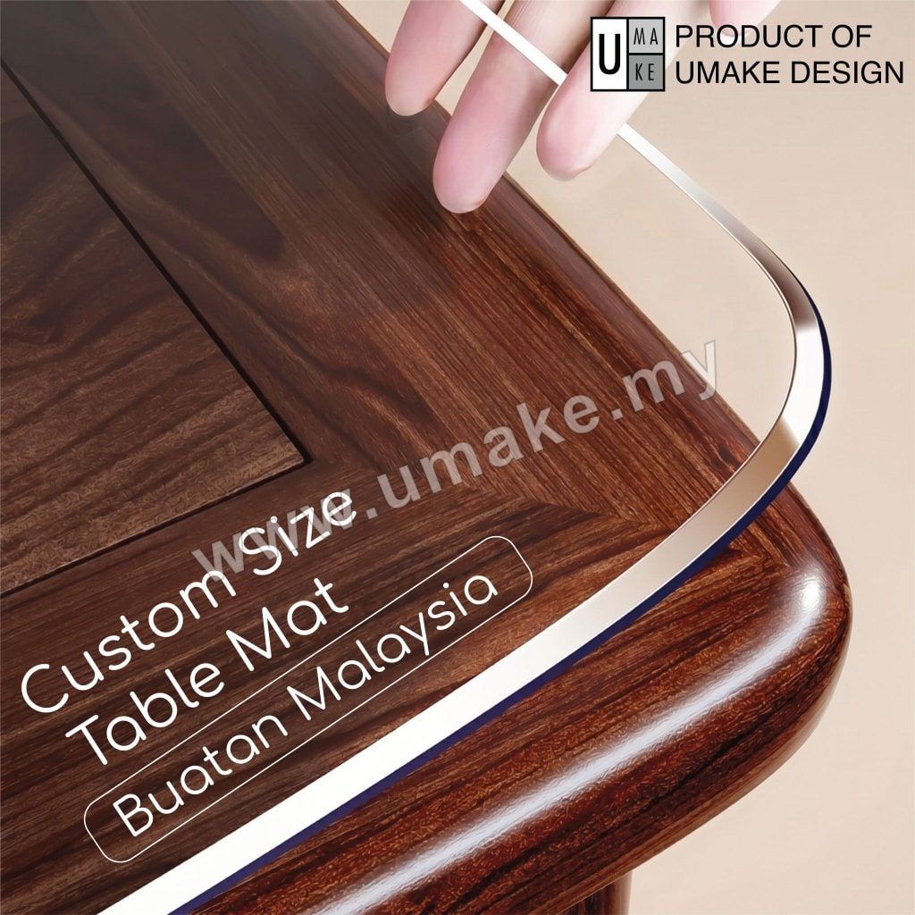 Custom Transparent PVC Table Mat | Foldable 2mm Table Protector (Baby-Safe, Alas Meja Plastik)