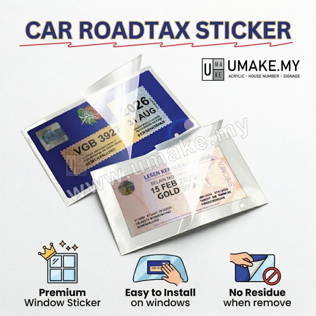 Roadtax Sticker (Transparent) | Puspakom Windscreen Sticker Cukai Jalan (Pelekat Cermin)