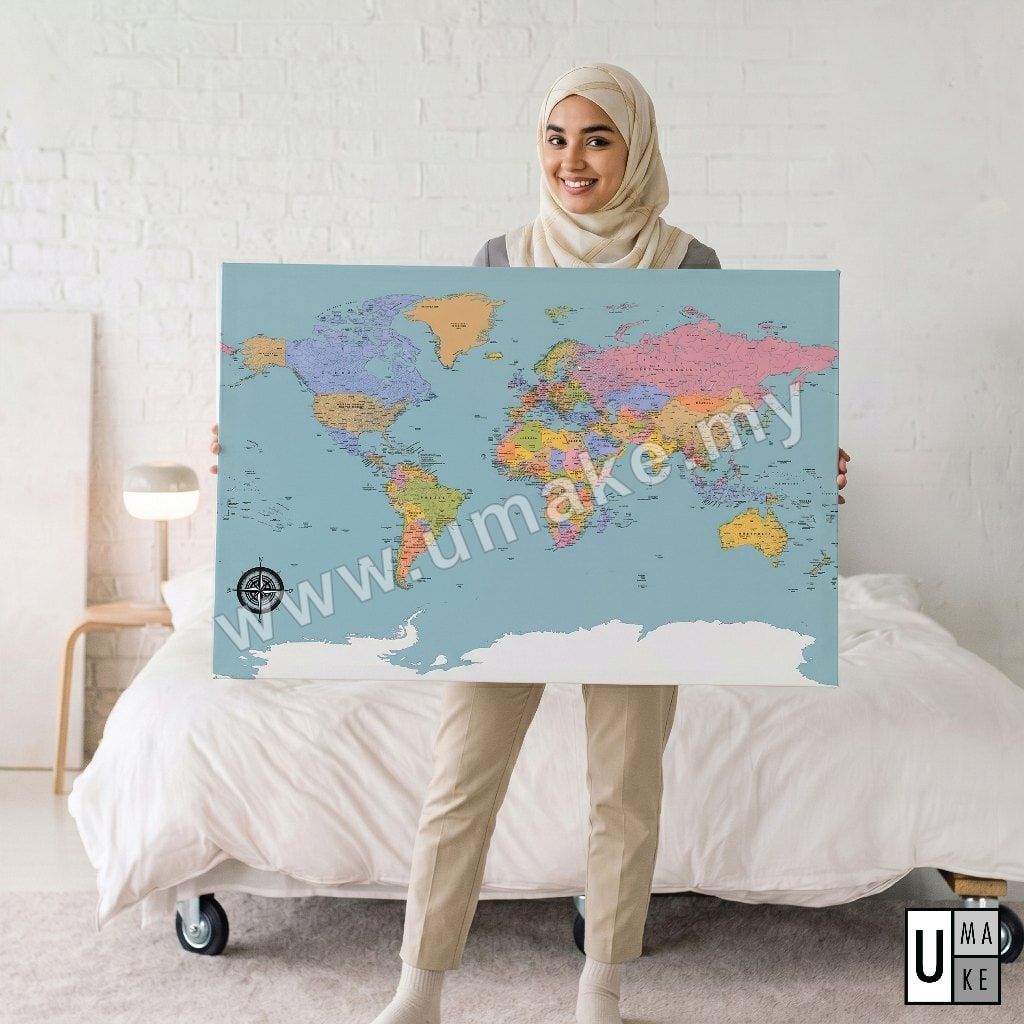 Push Pin World Map Wall Art | Places You've Been Travel Map Pin Board (Malaysia)