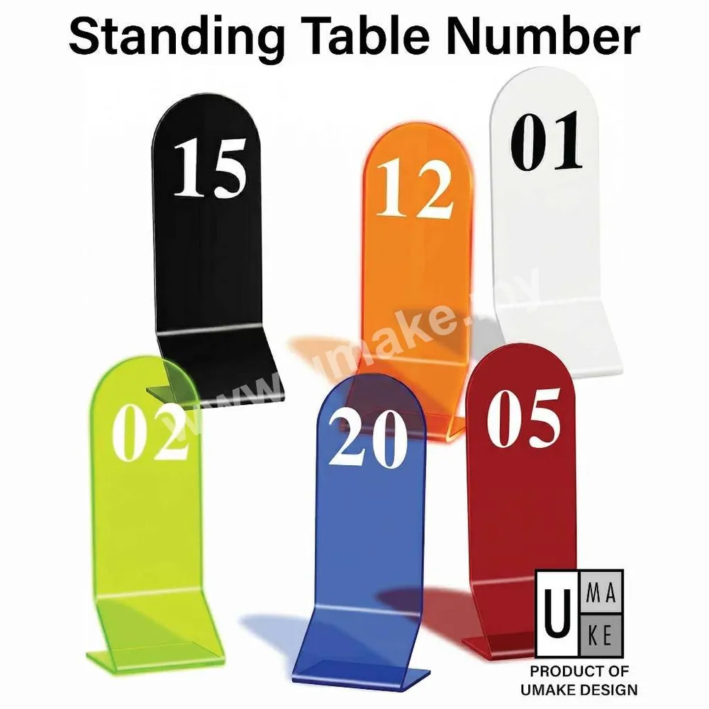 Standing Acrylic Table Numbers Set | Restaurant, Hawker & Event (Nombor Meja)