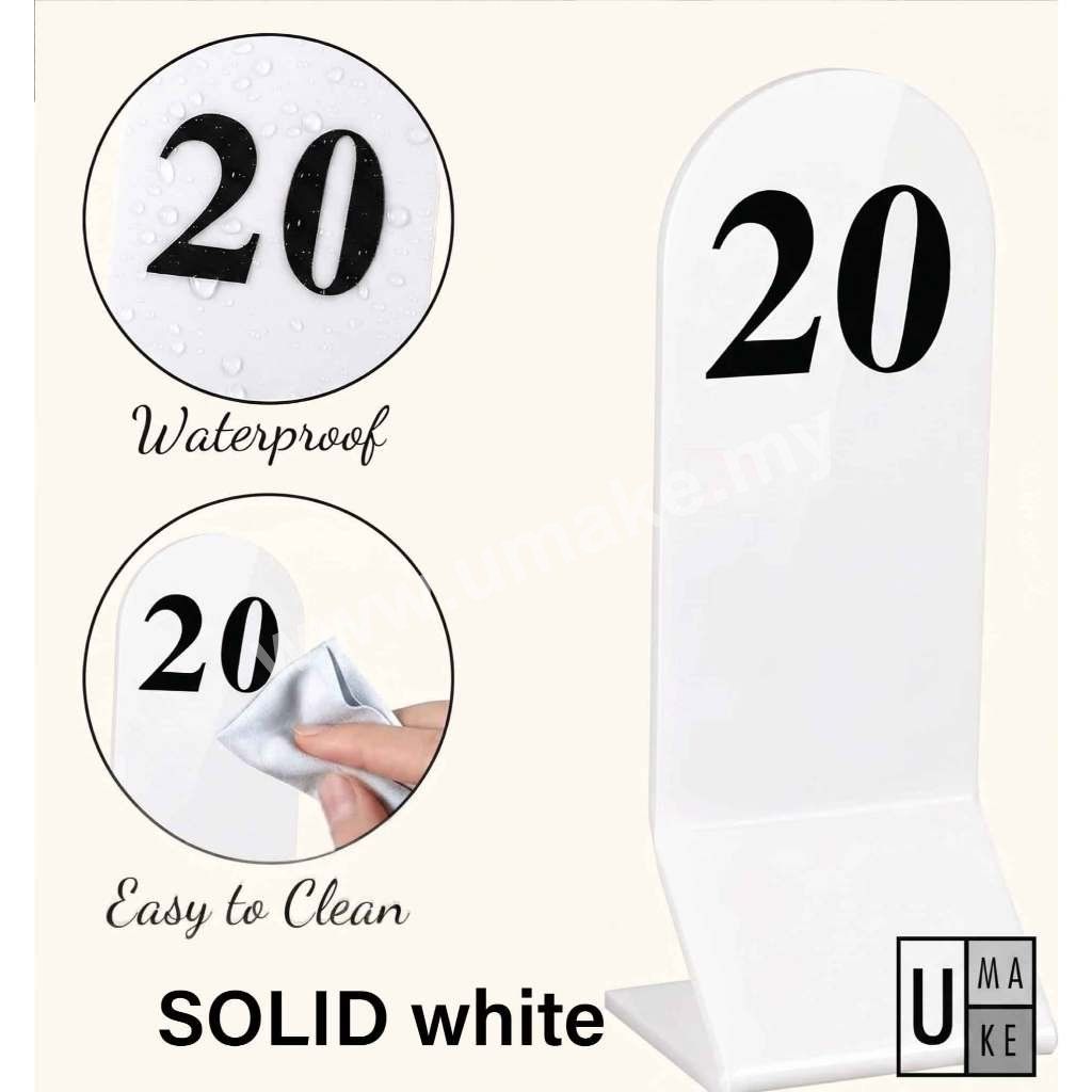Standing Acrylic Table Numbers Set | Restaurant, Hawker & Event (Nombor Meja)