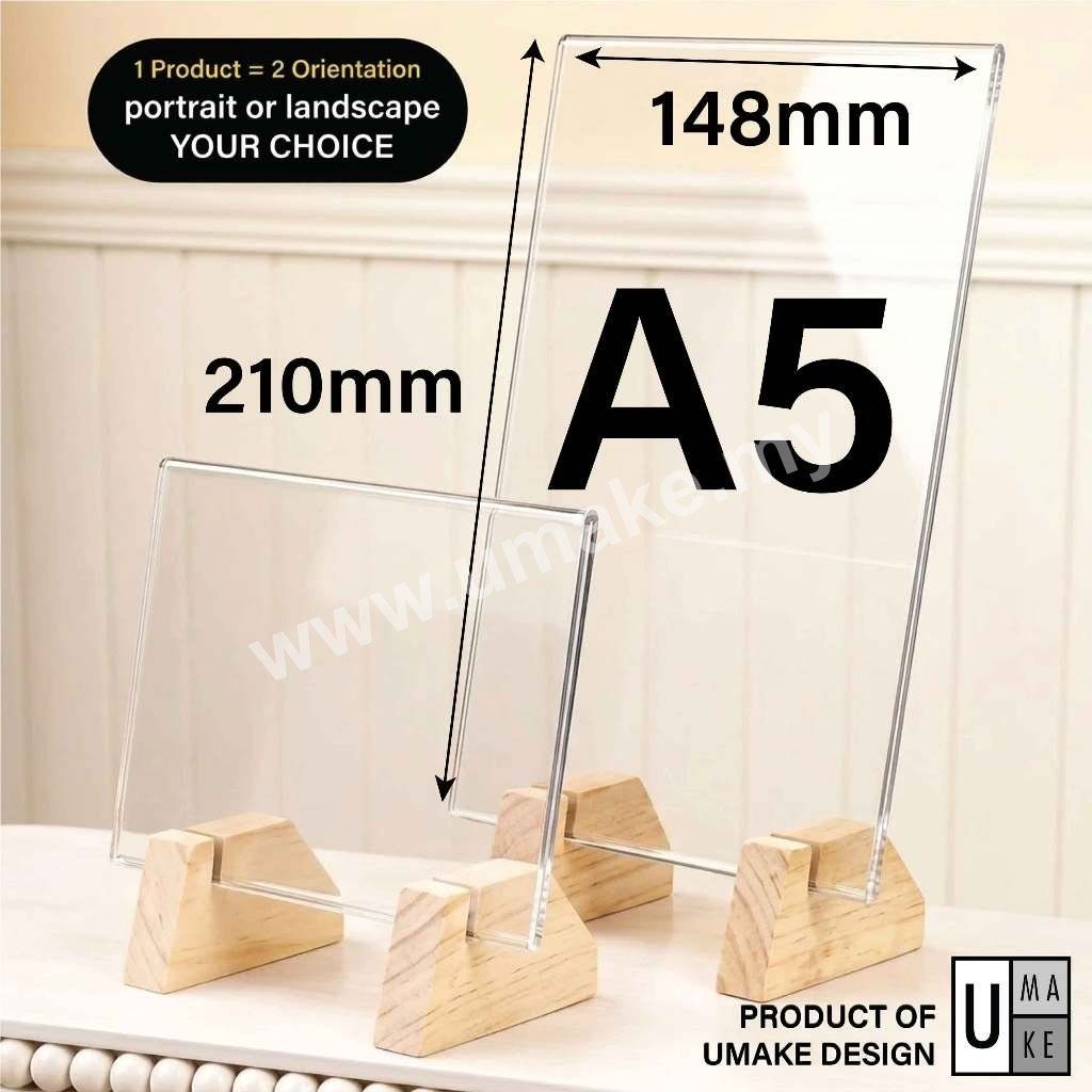 Rubberwood & Acrylic Menu / Poster Standee | 2-in-1 Cafe Display Stand